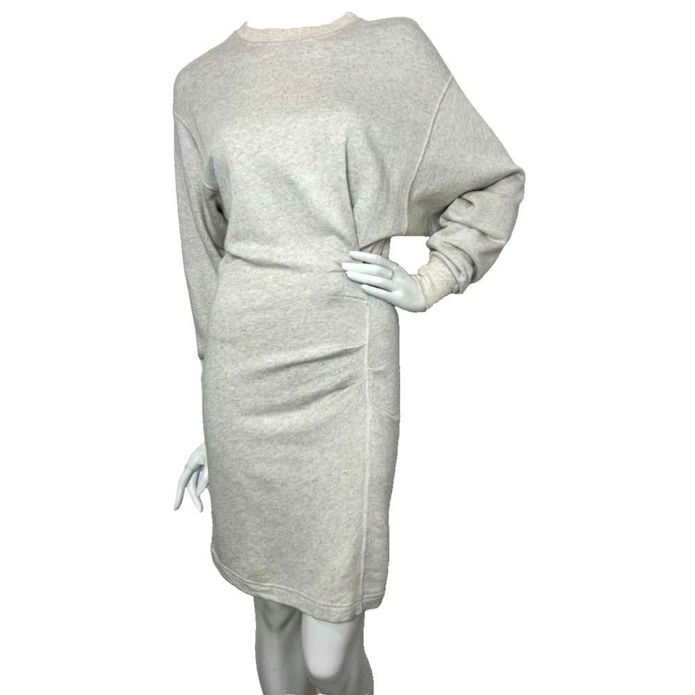 Isabel Marant Etoile Fewlyn Dress Size Small 36 Cotton Linen Knit Ruched Gray - Picture 2 of 10